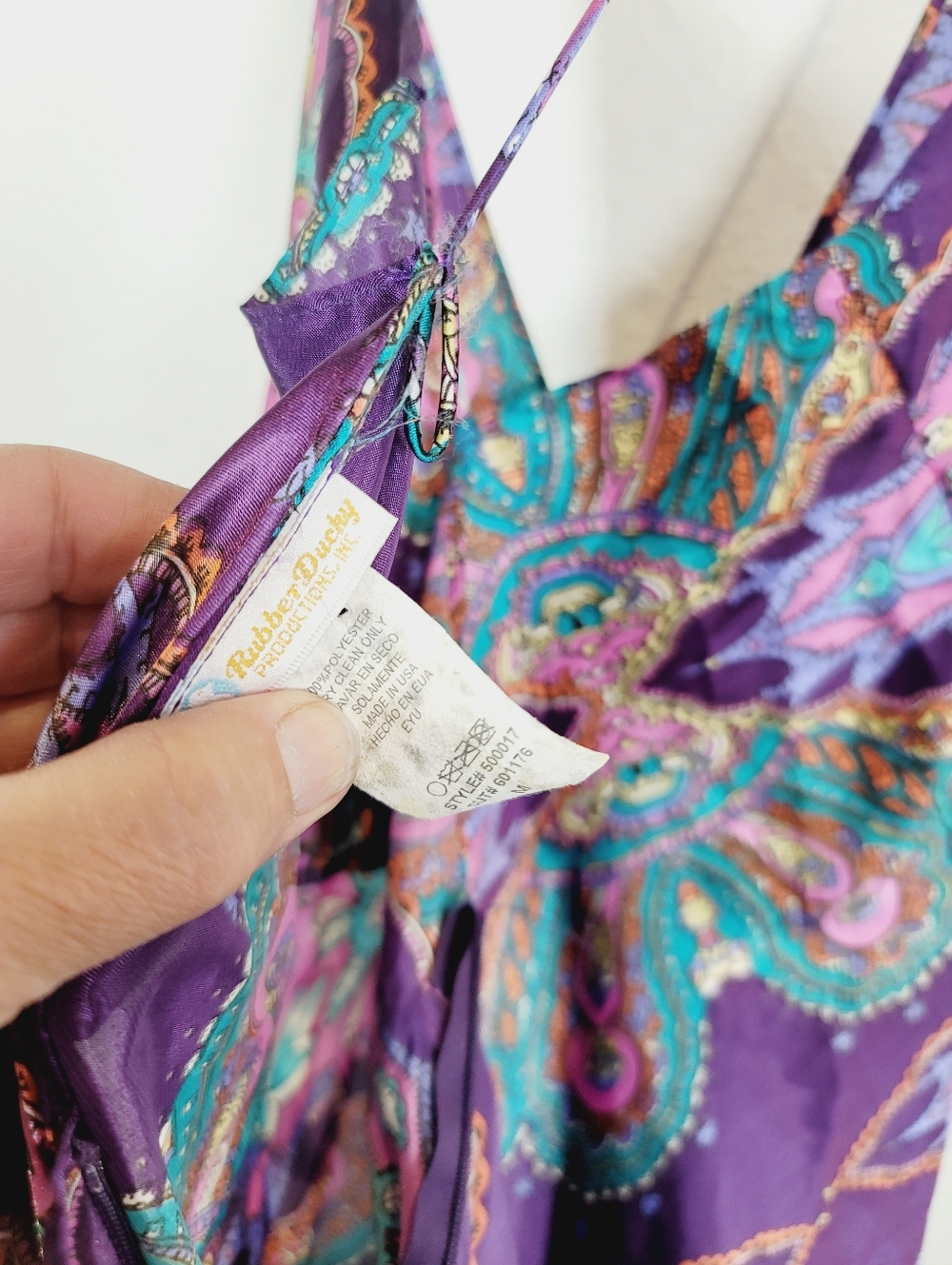 Rubber Ducky Purple Paisley Slip Dress with Teal Accents, Size M - Picture 5 of 5